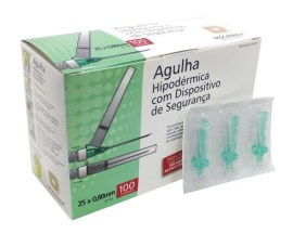 Agulha Hipodérmica Com Dispositivo De Segurança 25 X 0,80 Mm - 100 Unid - Descarpack
